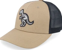 Kids T-rex Sceleton Patch Brown/Black Trucker - Kiddo Cap
