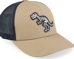 Kids T-rex Sceleton Patch Brown/Black Trucker - Kiddo Cap