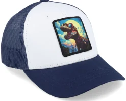 Kids T-rex With Sun Glasses White/Navy Trucker - Kiddo Cap
