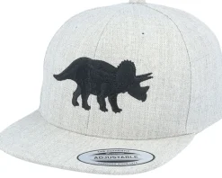 Kids Triceratops Heather Grey Snapback - Kiddo Cap