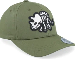 Kids Triceratops Skeleton Patch Olive Adjustable - Kiddo Cap