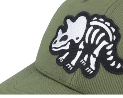 Kids Triceratops Skeleton Patch Olive Adjustable - Kiddo Cap
