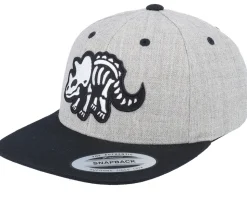 Kids Triceratops Skeleton Heather Grey/Black Snapback - Kiddo Cap