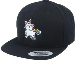 Kids Unicorn Kitty Black Snapback - Unicorns