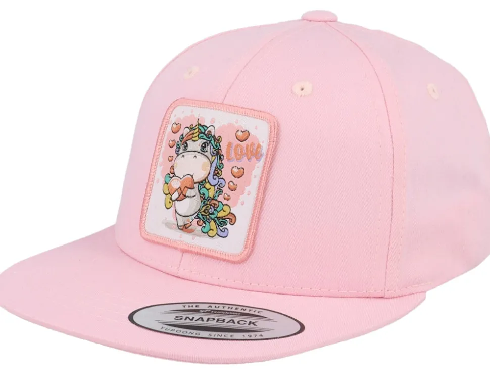 Kids Unicorn Love Patch Pink Snapback - Unicorns