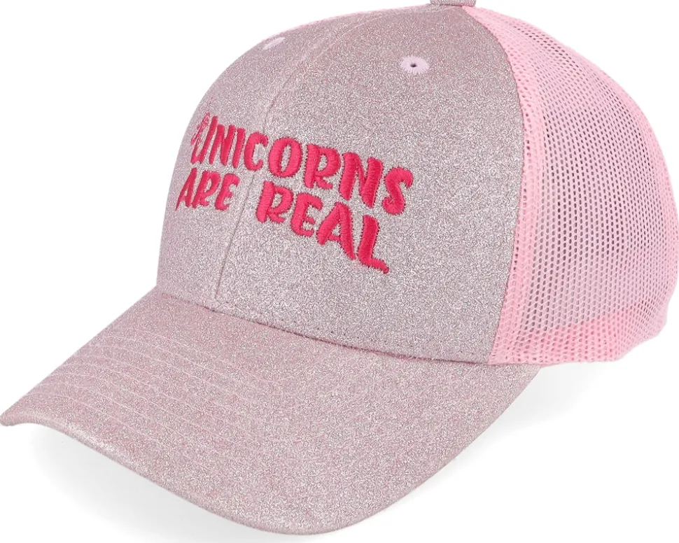 Kids Unicorns Are Real Pink Glitter/Pink Trucker - Unicorns