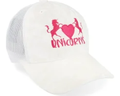 Kids Unicorns Heart Youth White Velvet A-frame Trucker - Unicorns