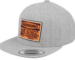 Kids Warning Explosive Material Grey Snapback - Kiddo Cap