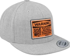 Kids Warning Explosive Material Grey Snapback - Kiddo Cap