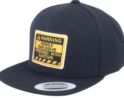 Kids Warning Highly Explosive Black Snapback - Kiddo Cap