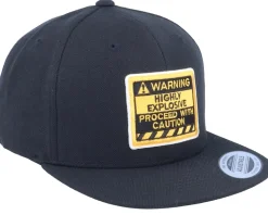 Kids Warning Highly Explosive Black Snapback - Kiddo Cap