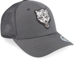 Kids White Wolf Dark Grey Trucker - Kiddo Cap