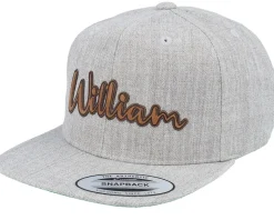 Kids William Engraved Patch Heather Grey Snapback - Kiddo Cap