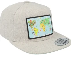 Kids World Map Grey Snapback - Kiddo Cap