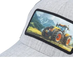 Kids Yellow Tractor Heather Grey/Black Trucker - Kiddo Cap