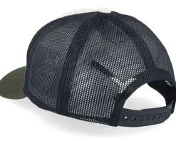 Kids Yellow Tractor Ivory/Black/Dark Mesh Trucker - Kiddo Cap