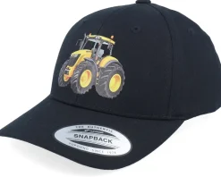 Kids Yellow Tractor Print Black Adjustable - Kiddo Cap
