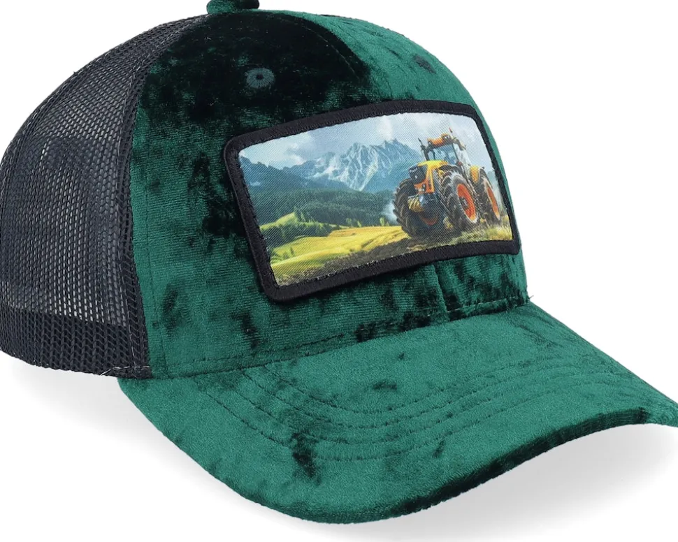 Kids Yellow Tractor Velvet Green/Black Trucker - Calza Pennello