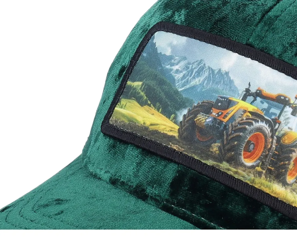 Kids Yellow Tractor Velvet Green/Black Trucker - Calza Pennello