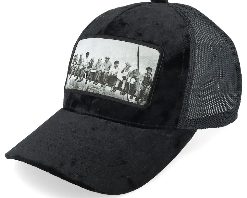 Kids Youth Lunch Atop A Skyscraper Velvet Green/Black Trucker - Public Domain