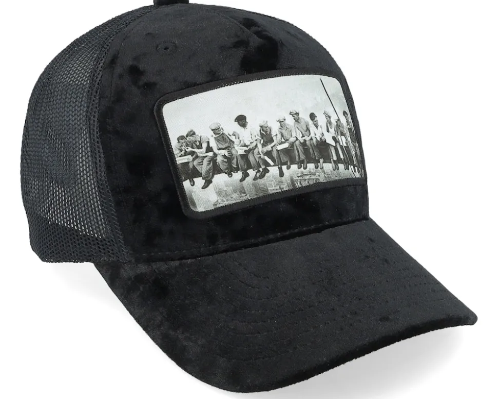 Kids Youth Lunch Atop A Skyscraper Velvet Black Trucker - Public Domain