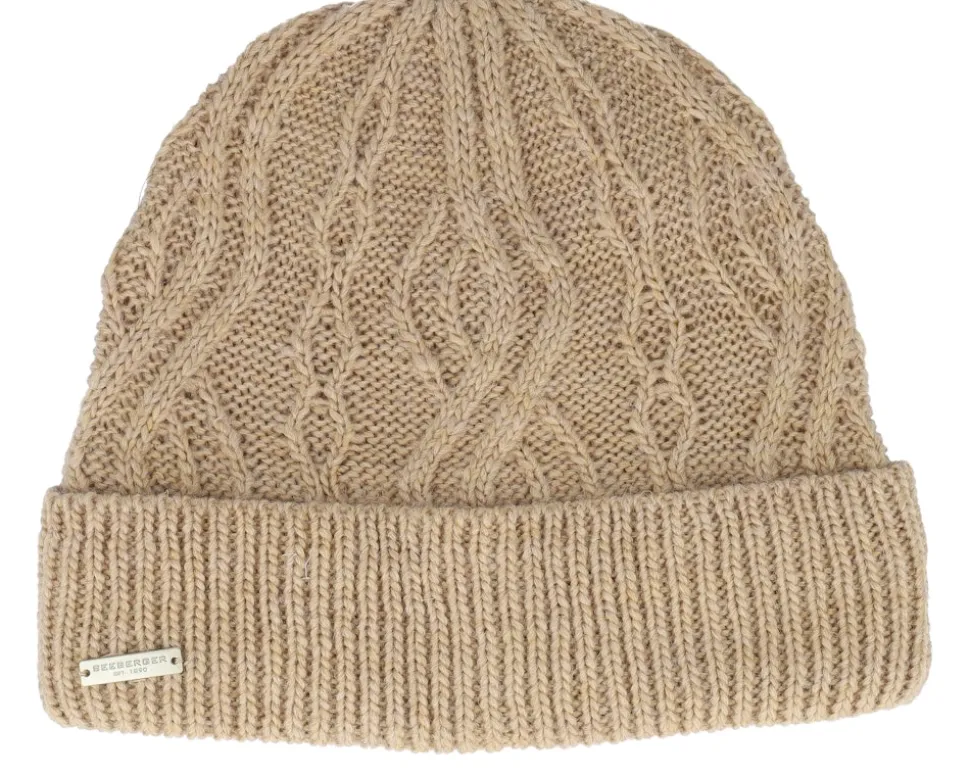 Knitted Beanie Beige Cuff - Seeberger