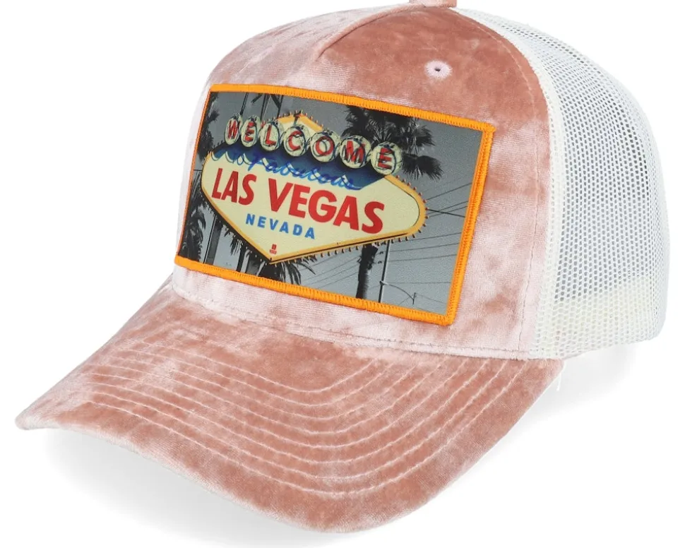 Las Vegas Sign Velvet Peach/Ivory A-frame Trucker - Calza Pennello