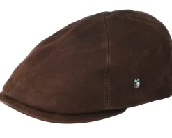 Leather Sixpence Brown Flat Cap - City Sport