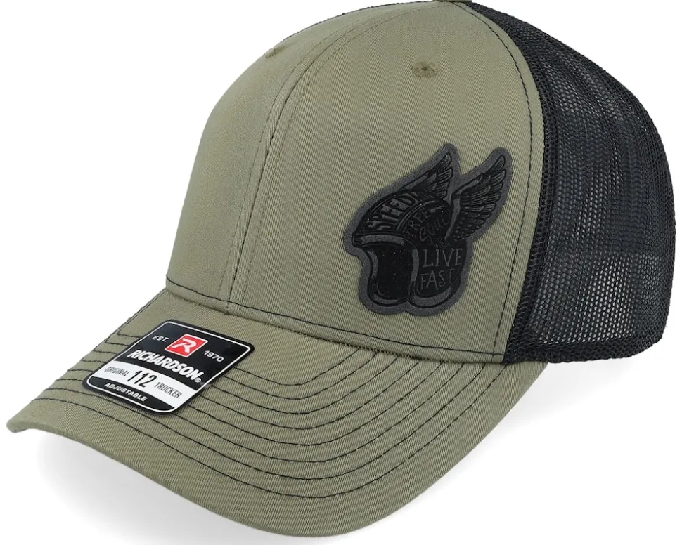 Live Fast Helmet Black Patch Loden/Black Trucker - Born To Ride