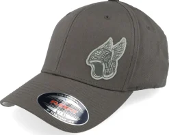 Live Fast Helmet Grey Patch Dark Grey Flexfit - Born To Ride