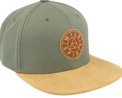 Logo Basic Mountain Suede Olive Snapback - Wild Spirit