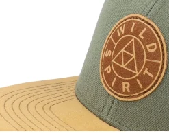Logo Basic Mountain Suede Olive Snapback - Wild Spirit