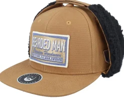 Logo Khaki/Navy Canvas Caramel/Black Earflap - Bearded Man