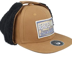Logo Khaki/Navy Canvas Caramel/Black Earflap - Bearded Man