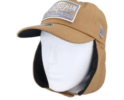 Logo Khaki/Navy Golfer Caramel/Black Earflap - Bearded Man