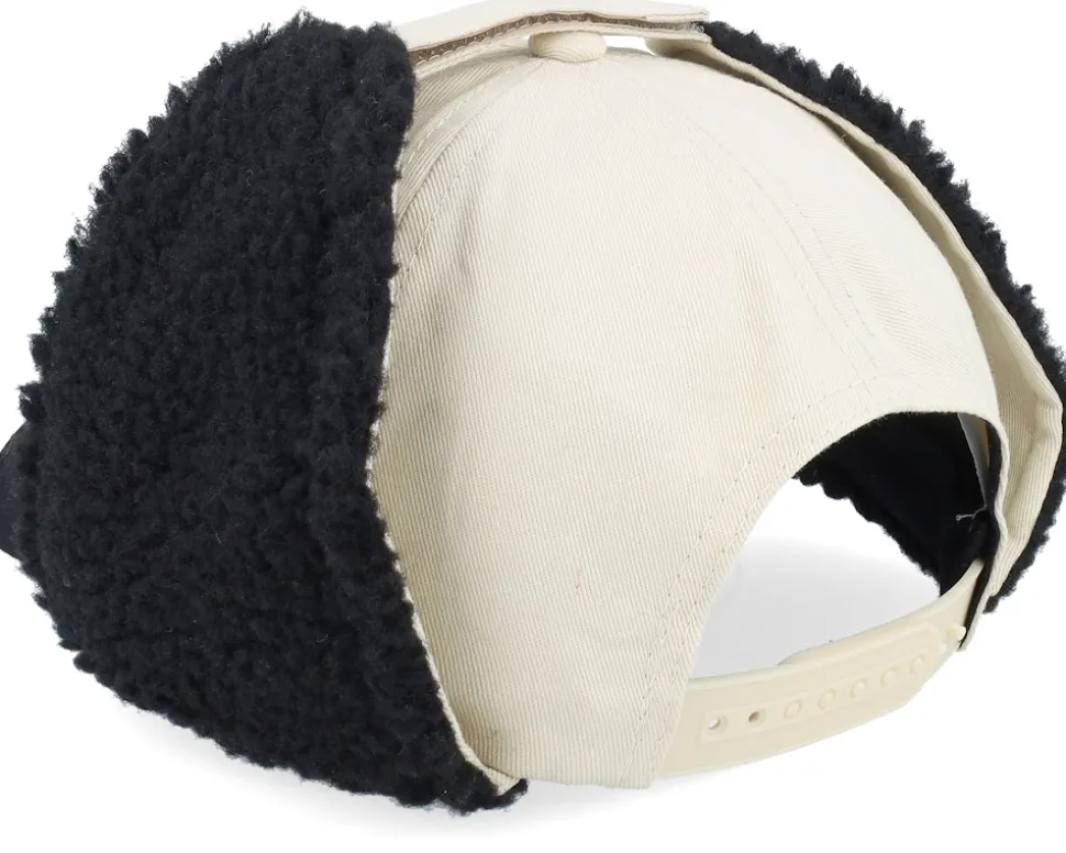 Logo Off White/Blue Golfer Beige/Black Earflap - Bearded Man