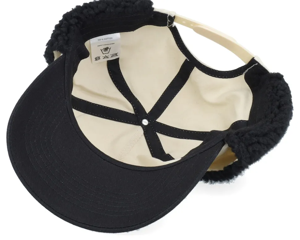 Logo Off White/Blue Golfer Beige/Black Earflap - Bearded Man