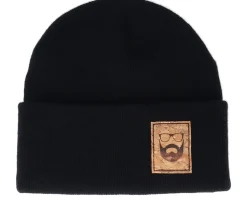 Logo Patch Black Beanie - Bearded Man
