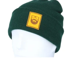 Logo Patch Bottle Green Beanie - Bearded Man