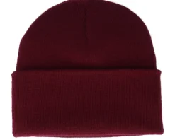 Logo Patch Burgundy Beanie - Bearded Man