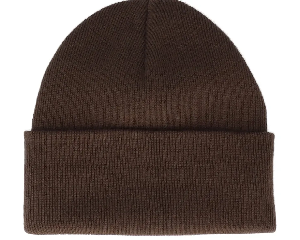 Logo Patch Chocolate Brown Beanie - Bearded Man