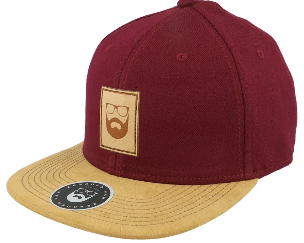 Logo Patch Maroon/Suede Snapback - Bearded Man