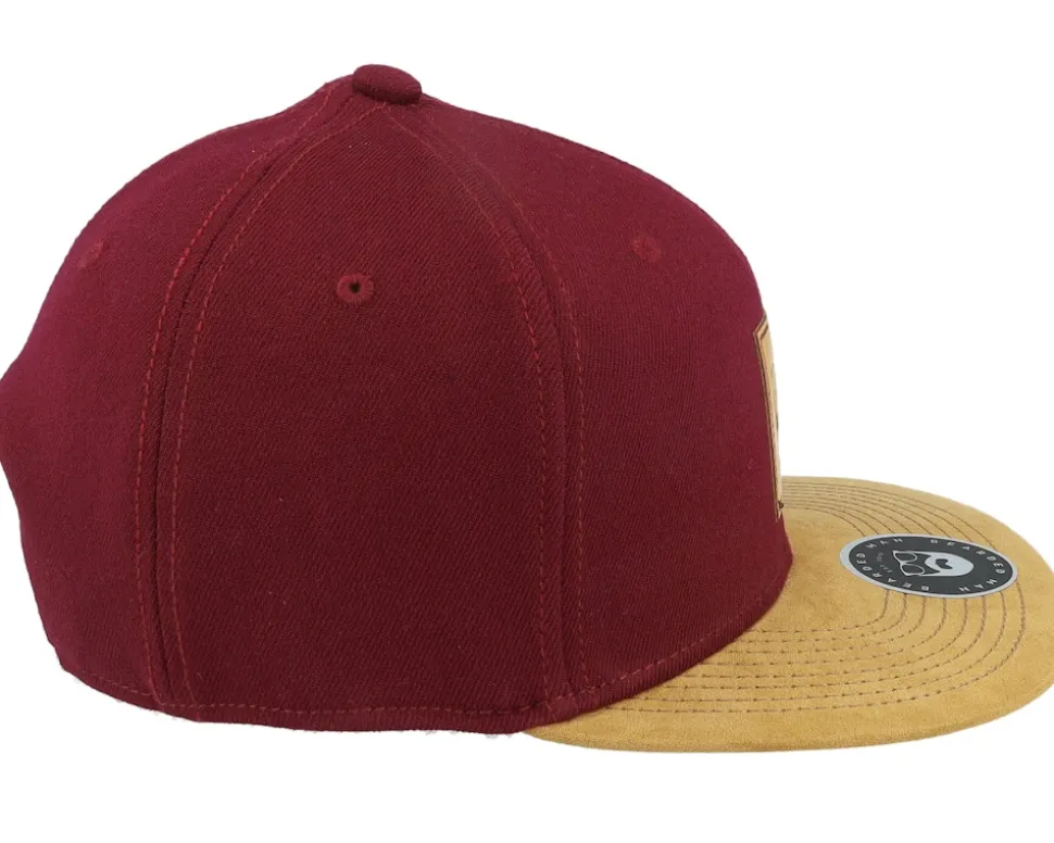 Logo Patch Maroon/Suede Snapback - Bearded Man