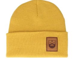 Logo Patch Mustard Beanie - Bearded Man