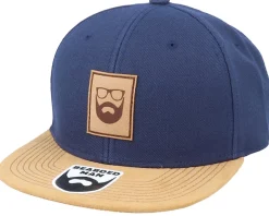 Logo Patch Navy/Suede Snapback - Bearded Man