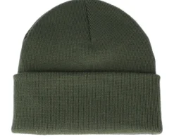 Logo Patch Olive Green Beanie - Bearded Man