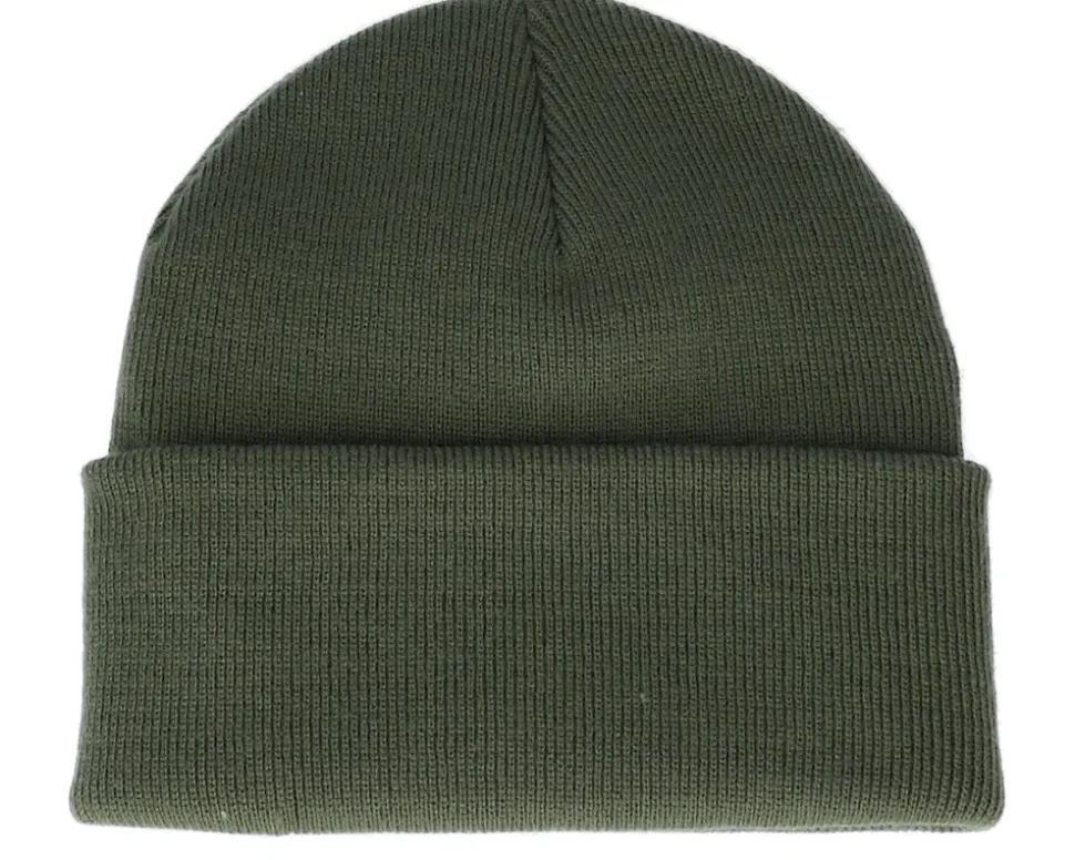 Logo Patch Olive Green Beanie - Bearded Man