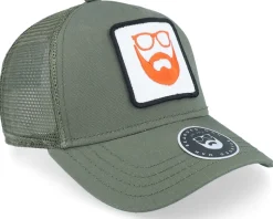 Logo Patch Olive Trucker - Bearded Man