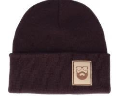 Logo Patch Plum Beanie - Bearded Man