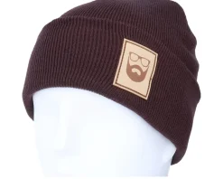 Logo Patch Plum Beanie - Bearded Man